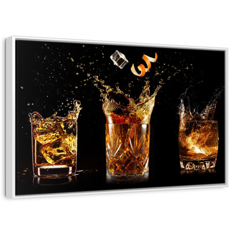Verre à whisky éclaboussant, Cadre flottant blanc, 43 po x 29 po