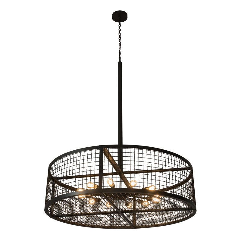 12 - Light Dimmable Drum Chandelier
