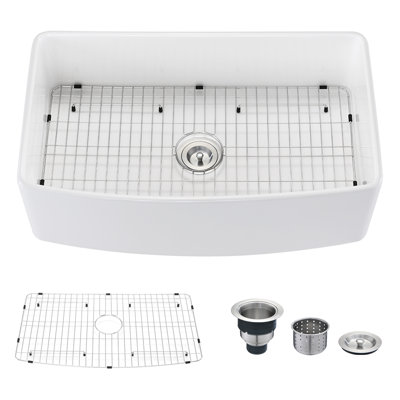 SOUEEUM 20'' W Single Bowl Fireclay Farmhouse Kitchen Sink 0