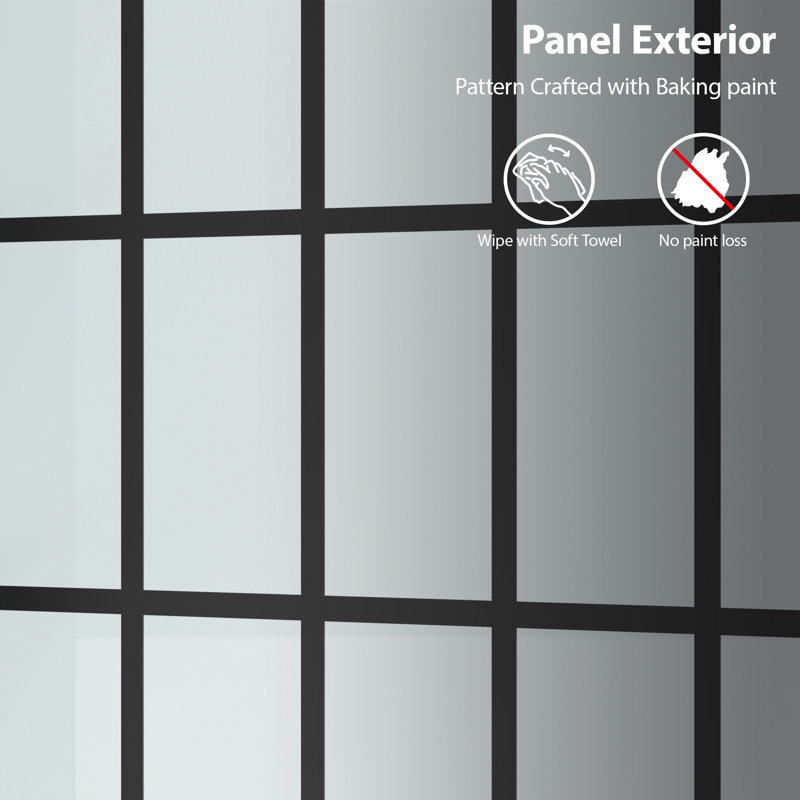 34'' Matte Black Frameless Fixed Shower Door with Clear Glass
