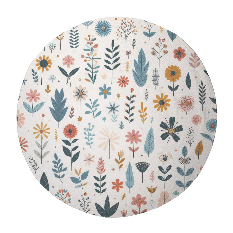 Tapis tressé Green Blossom, Rond 5 pi