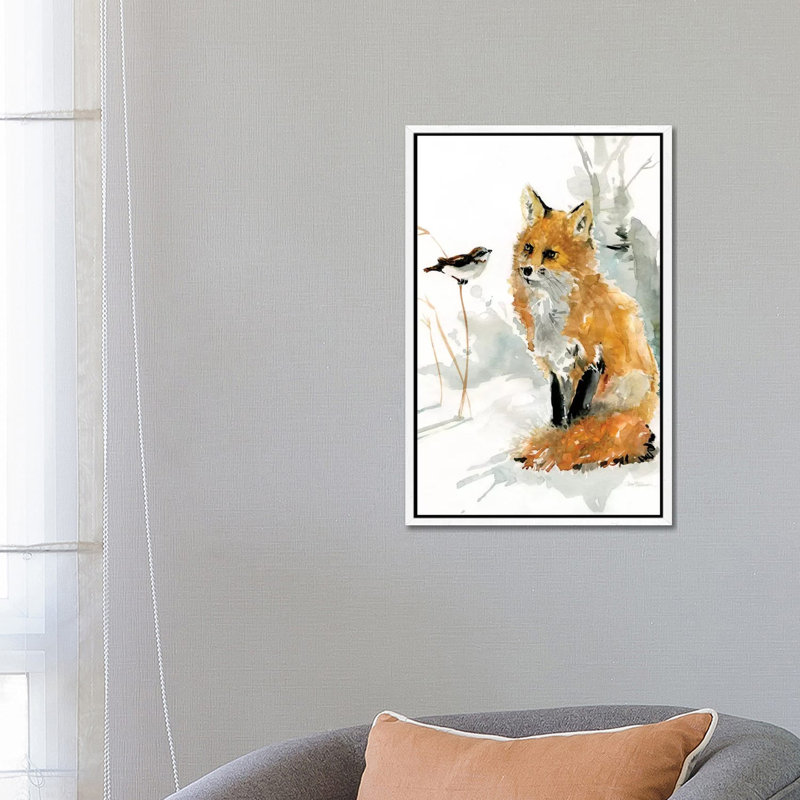 Fox And Friend by Carol Robinson - Print on Canvas, 66.04 cm H x 45.72 cm W, White Framed Canvas
