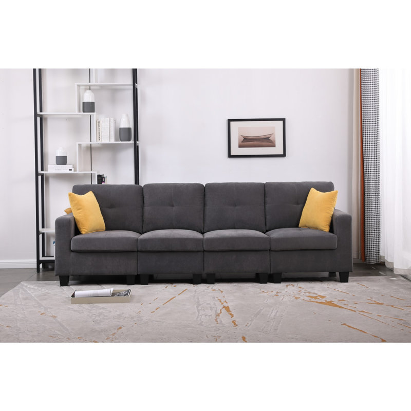 Upholstered 111.6'' Sofa, Dark Gray Linen Blend