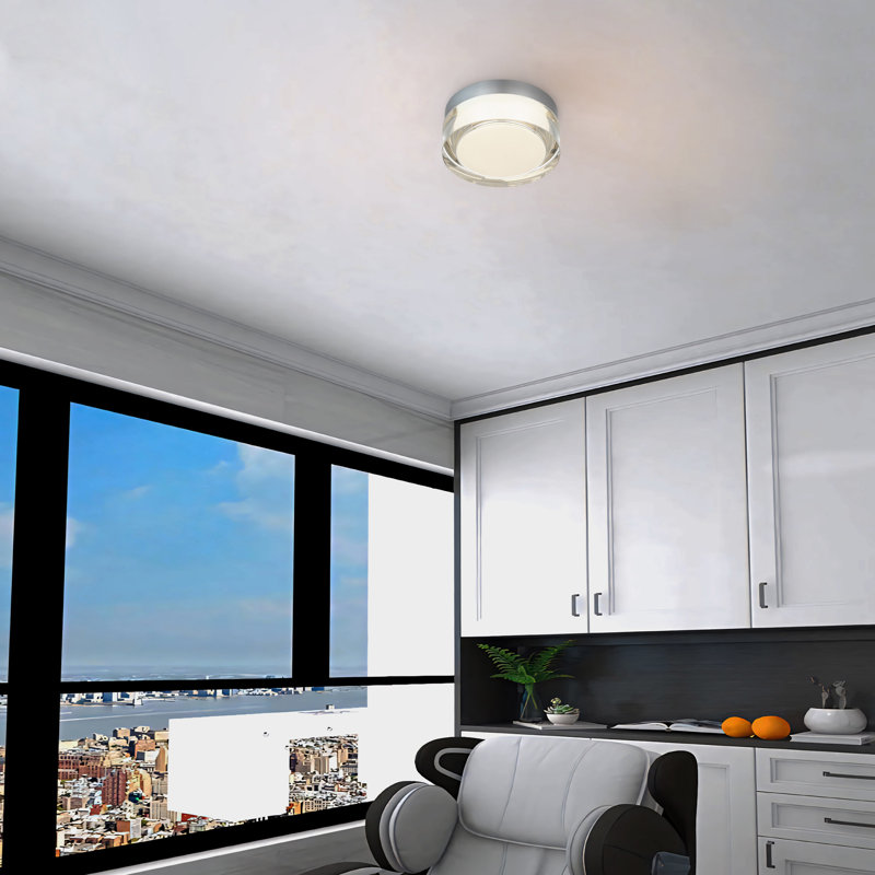 Sunspot LED Flush Mount for Indoor/Outdoor Use, 3-CCT Selectable, Dimmable, Ceiling or Wall Mount, Stainless Steel