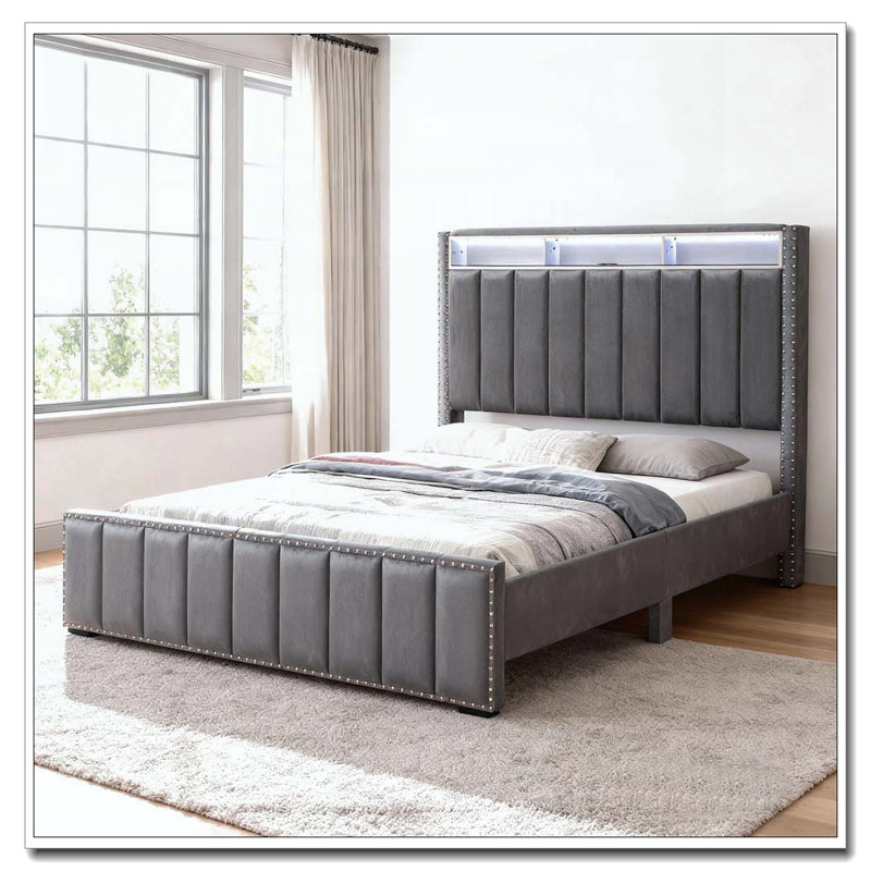 Rangement de lit, Double, Gris foncé