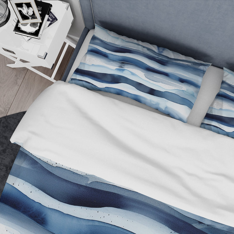 Ensemble de housse de couette Abstract Classic Blue Waves II - Fractals, Housse de couette très grand et 2 très grandes t