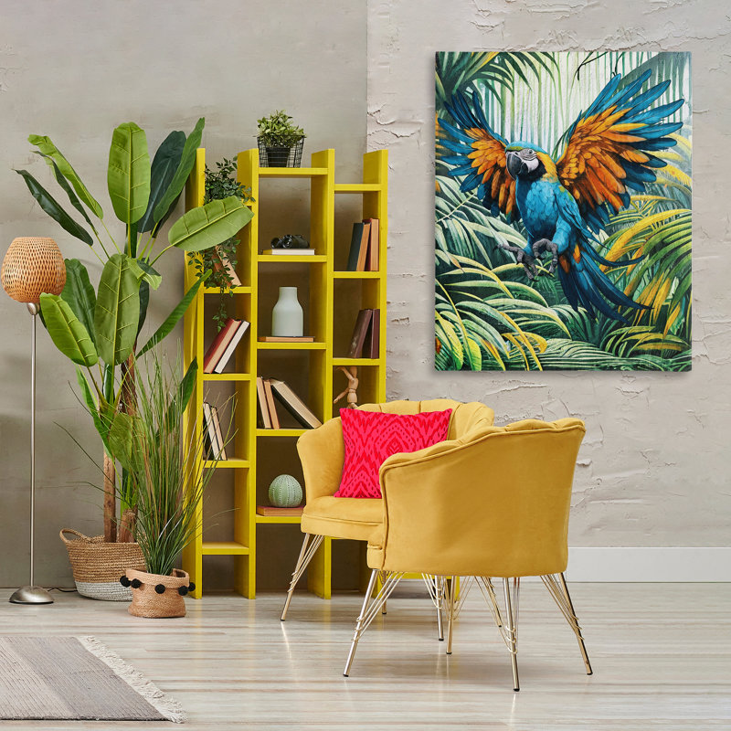 Art mural perroquet en vol par Karen Smith, H 48 po x l 36 po
