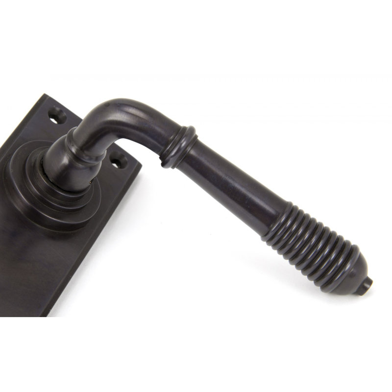 Reeded Bathroom Door Handle Kit, Aged Bronze
