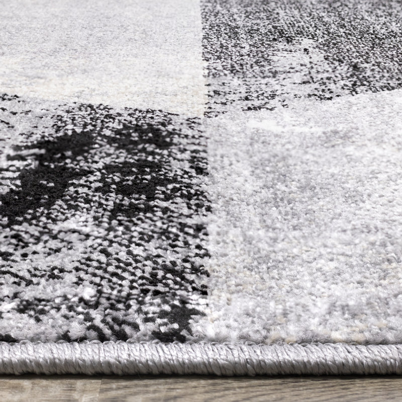 Raymo Geometric Cream Beige Brown Black Performance Rug, Rectangle 5'3'' x 7'7''