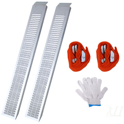 74" L Loading Ramps, 960lbs Capacity Loading Ramps for Pickup Trucks, Steel Motorcycle Ramp, Dirt Bike Ramp for Truck, Lawn Mower, Snowblower, ATV, Quad, Pack of 2 ,with 2pcs tie straps,1pair gloves