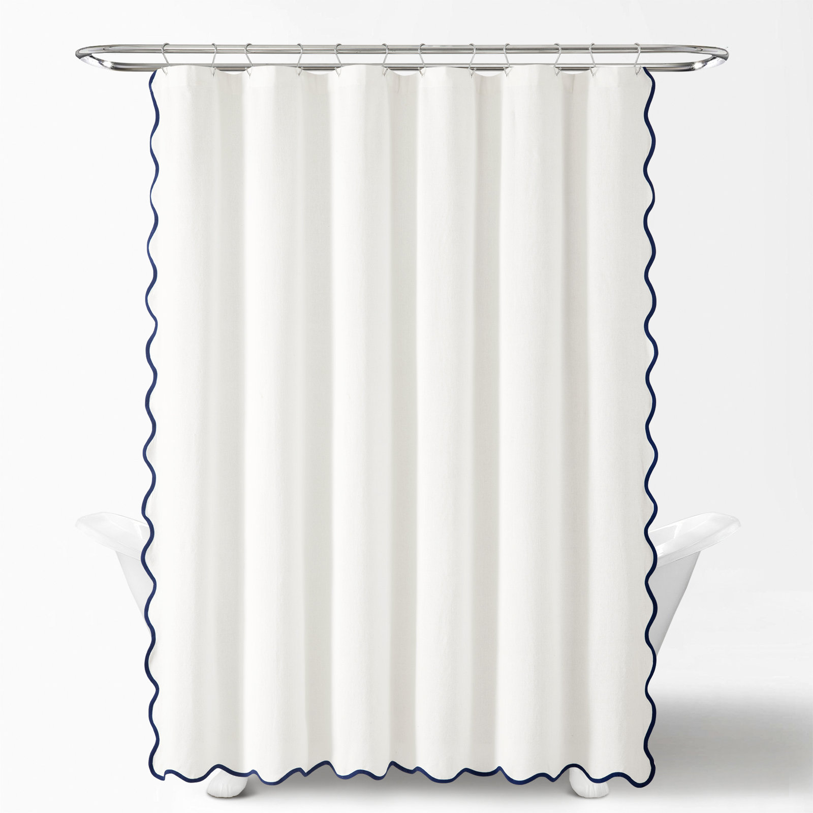Houston Scalloped Shower Curtain, Navy