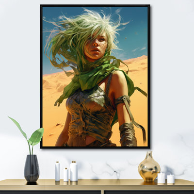 " Desert Warrior Woman With Green Hair "