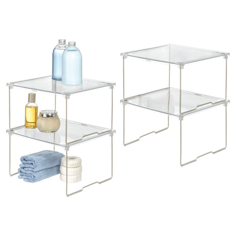 Organisateur de tablettes empilables - Rangement de salle de bain à 2 niveaux