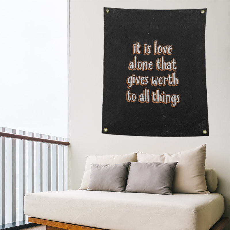 Tapisserie tableau noir de polyester love quot, H 36 po x l 26 po, Orange