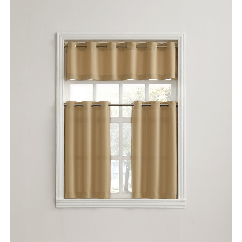 Sauel Textured Semi-Sheer Kitchen Cafe Curtain Pair, 56" W x 36" L, Taupe