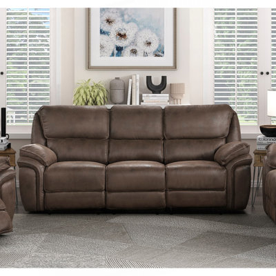 Plush Modern Design Living Room Reclining Sofa Brown Microfiber Upholstery Solid Wood Frame Furniture 1Pc