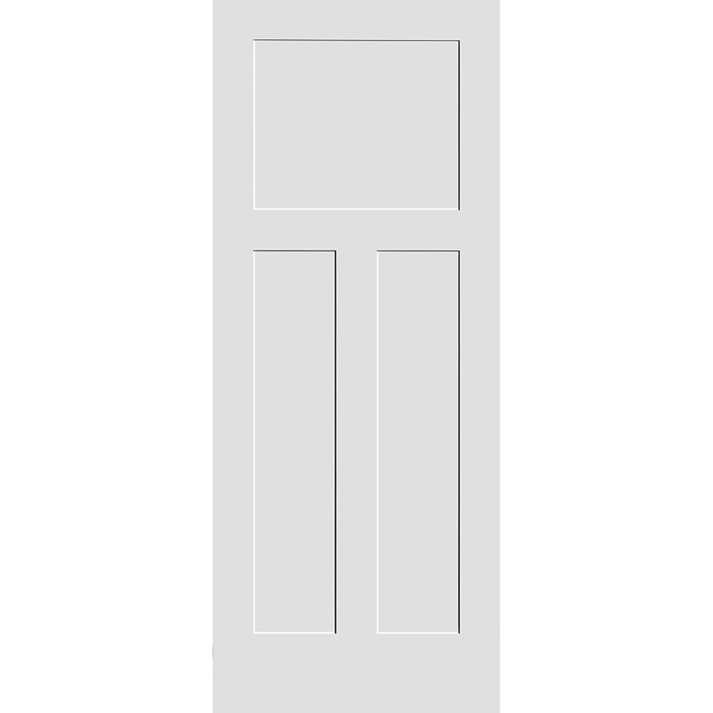 Dalle de porte intérieure Shaker apprêtée à 3 panneaux Craftsman, 18 po x 80 po