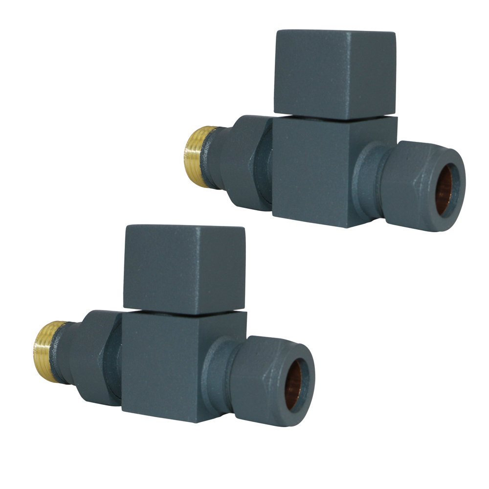 Designer Bathroom Radiator Valves Straight Square Head Manual One Pair