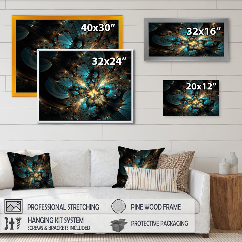 Or et bleu, l'abandon de la fractale III - reproduction, Cadre photo noir, H 12 po x l 20 po x P 1 po