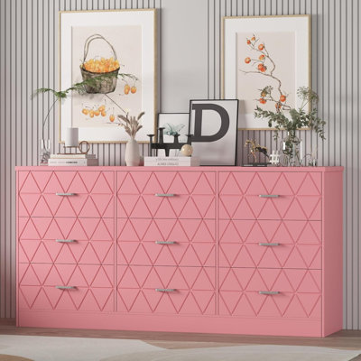 63" 9-Drawer Dresser with Power Outlet - Modern Charging Station & Storage for Bedroom & Living Room