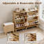 Armoire à chaussures étroite cannelée avec tiroirs rabattables et banc d'entrée-978658809