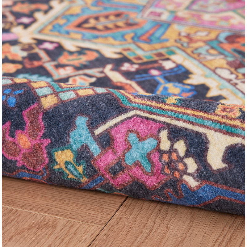 Tapis de salon bohémien marocain rétro antidérapant lavable, Rectangle 9' x 12'