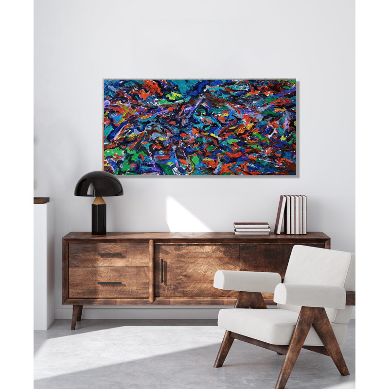 Celebration I Print by John Beard, Black Framed Canvas, 73.5" H x 37.5" W x 1.75" D
