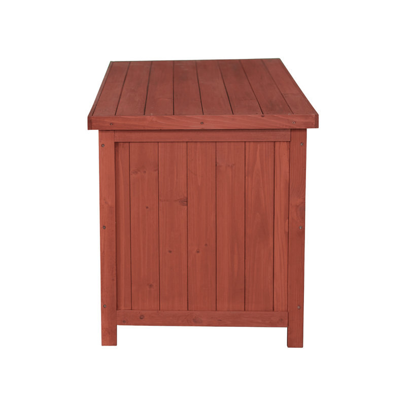 Medium Brown Cypress Wood Deck Storage Box with Ventilated Panels