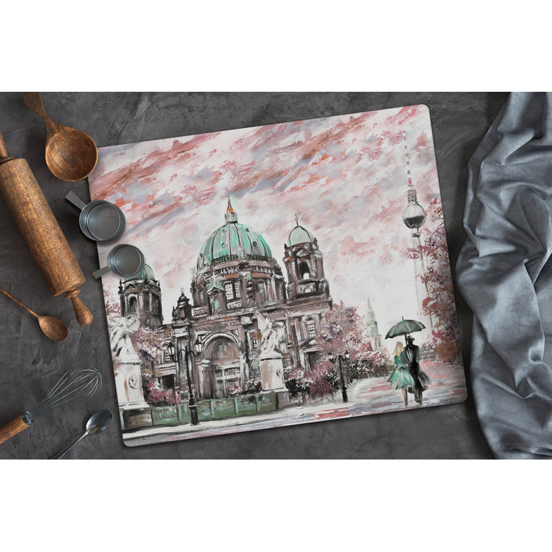 Newbill Church People Trees Autumn Chopping Board, 30cm L x 52cm W