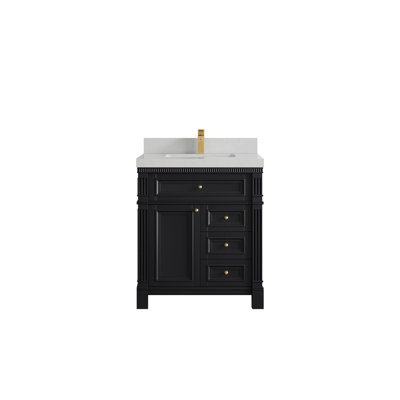 Paris 30 In. W X 22 In. D Single Sink Bathroom Vanity In Black With 2 In.