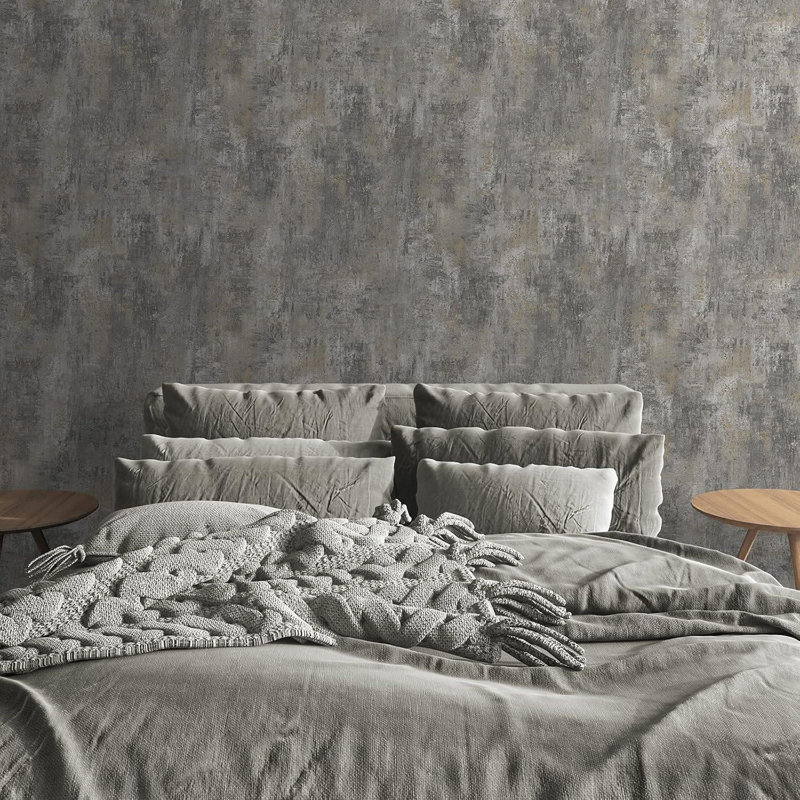 Aloise 10m x 53cm Textured Matte Wallpaper Roll, Grey