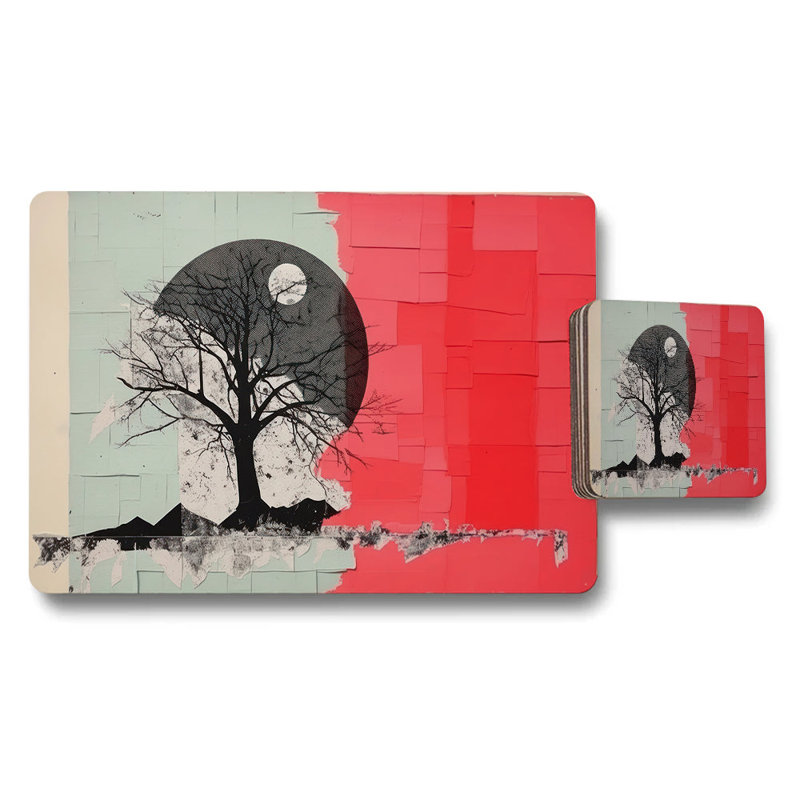 Artistic Tree Silhouette Placemats And Coaster Set
