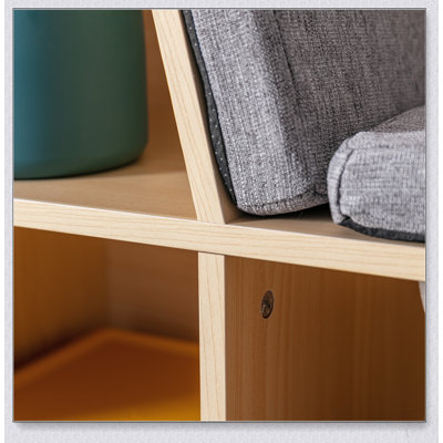 Bibliothèque pour 6 enfants avec coin lecture et coussin, rangement polyvalent pour chambre à coucher, salon