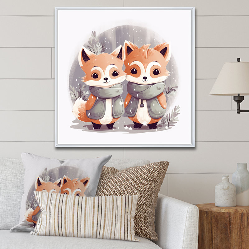 Nursery Animal Fox I, art mural de chambre de bébé, Cadre flottant blanc, H 30 po x l 30 po x P 1,5 po