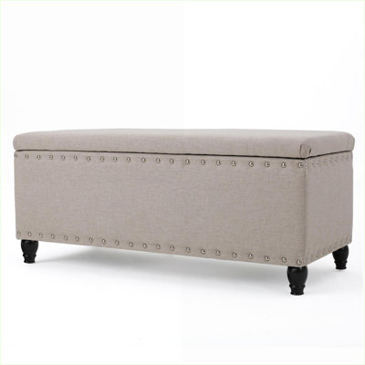Repose-pieds avec rangement, repose-pieds moderne en tissu pour le salon | Tissu blé | Repose-pieds