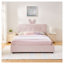 Grand lit rembourré pour enfant avec tête de lit surdimensionnée en tissu rose