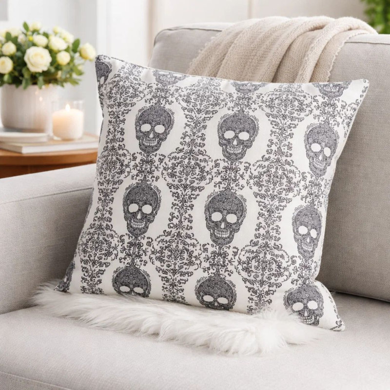Coussin Ary, Gris / noir / damas blanc 1 