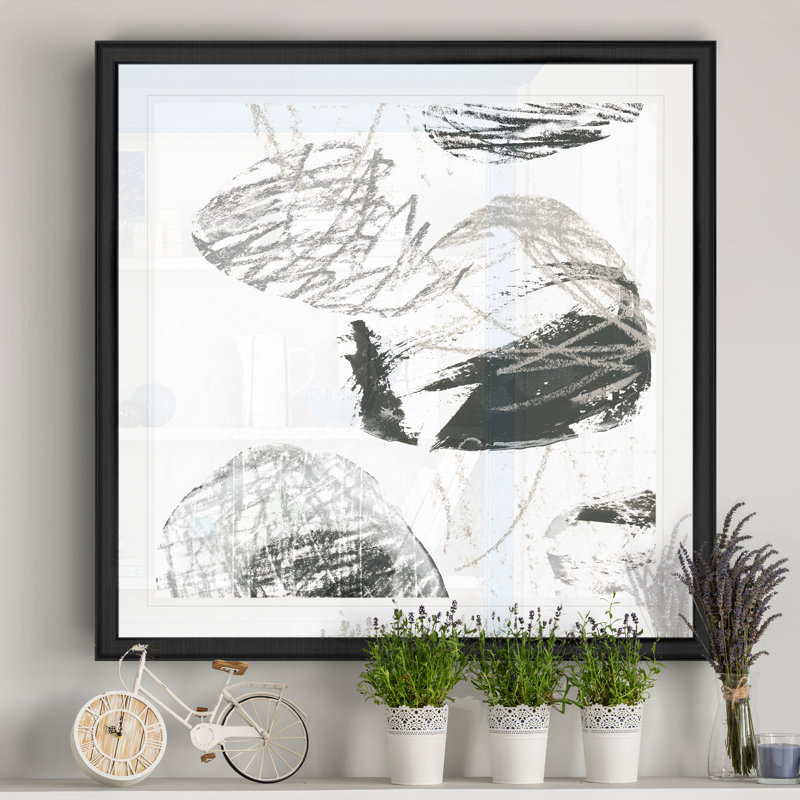 « scribblee pierres i »-reproduction d’art sur toile, Cadre noir, H 17,5 po x l 17,5 po x P 1,5 po