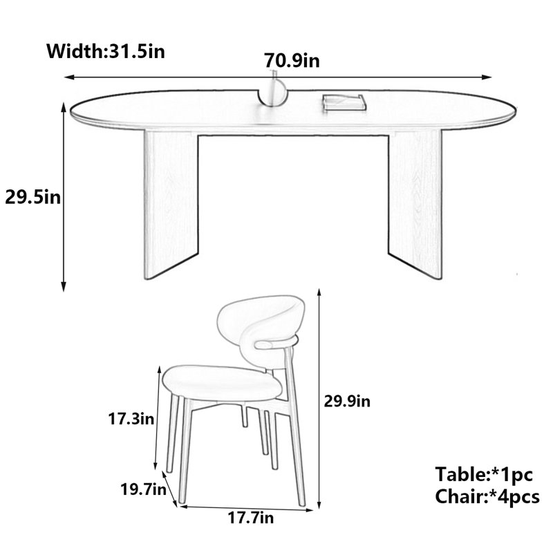 Table de salle à manger Retro, Noir, noir, noir, noir, H 29,5 po x L 70,9 po x l 31,5 po