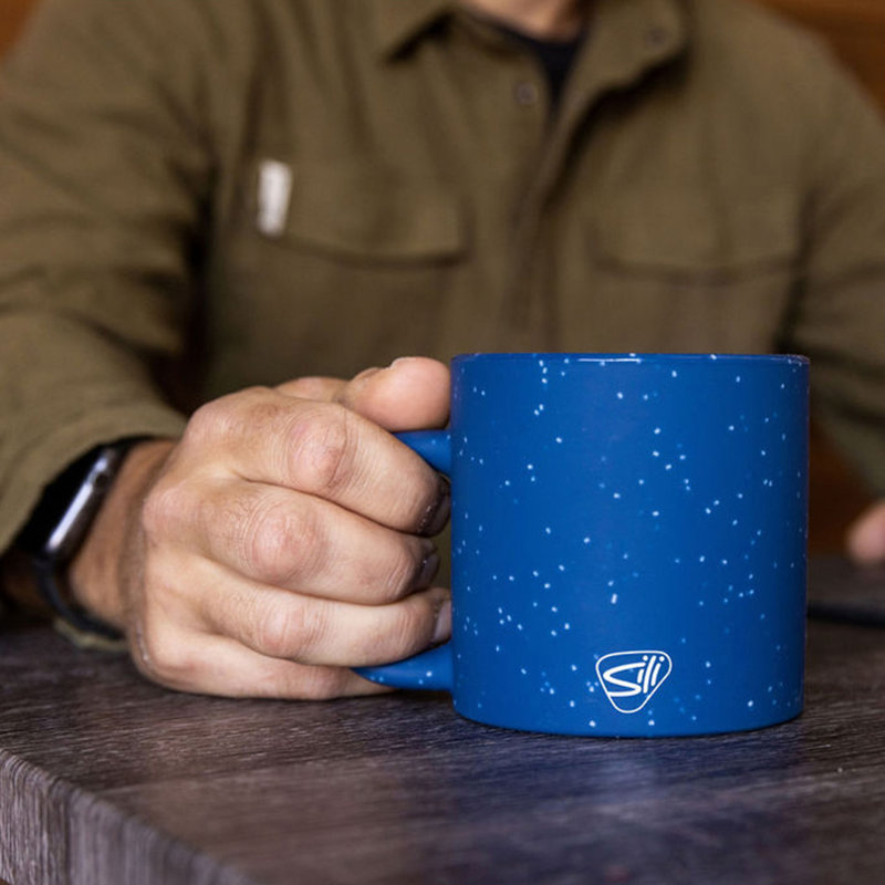Silipint: Tasse à café 16 oz: paquet de 2 - bleu moucheté - gobelets incassables en silicone