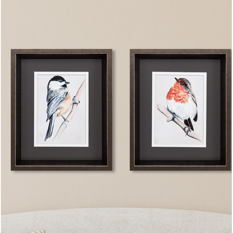 « oiseau on branch », ensemble de 2 reproductions encadrées