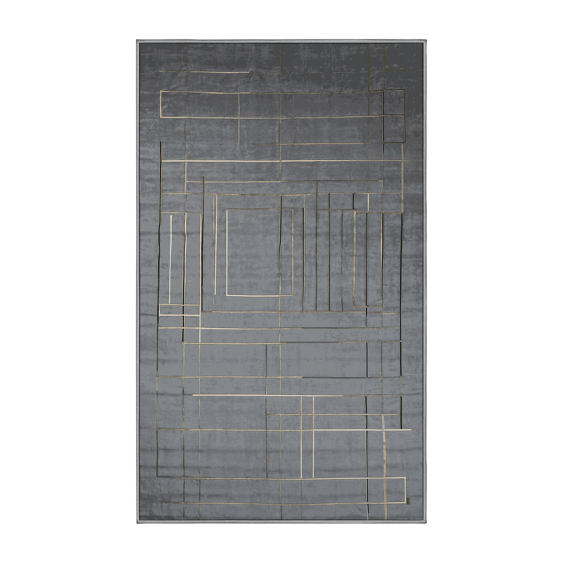 Machine Washable Gray Area Rug, Rectangle 8' x 12'
