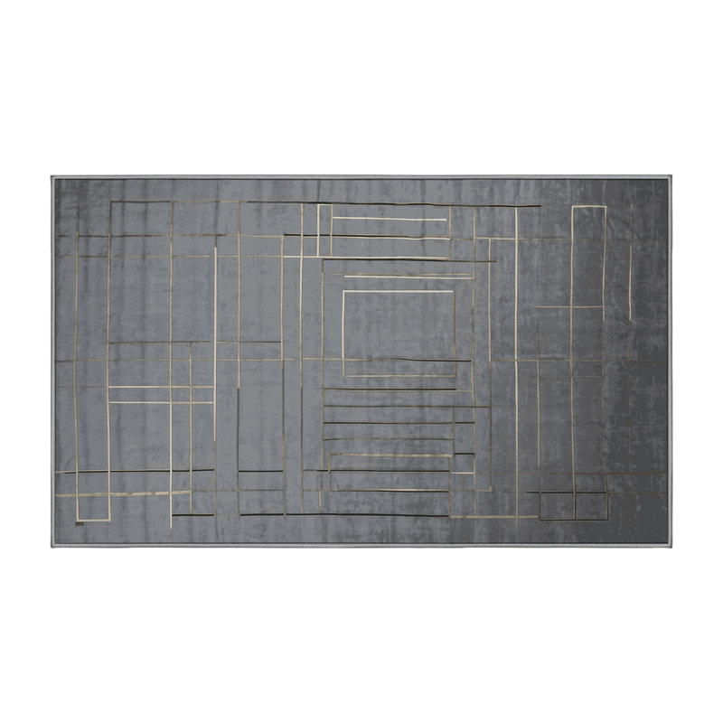 Tapis gris lavable à la machine, Rectangulaire 3 pi x 5 pi