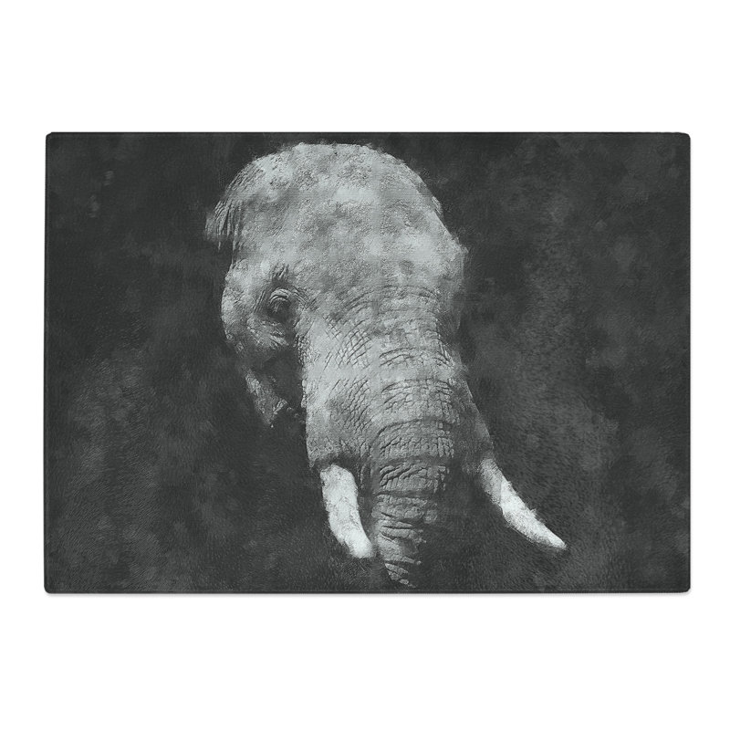 Tempered Glass African Elephant Painting Chopping Board, 20 cm x 28.5 cm