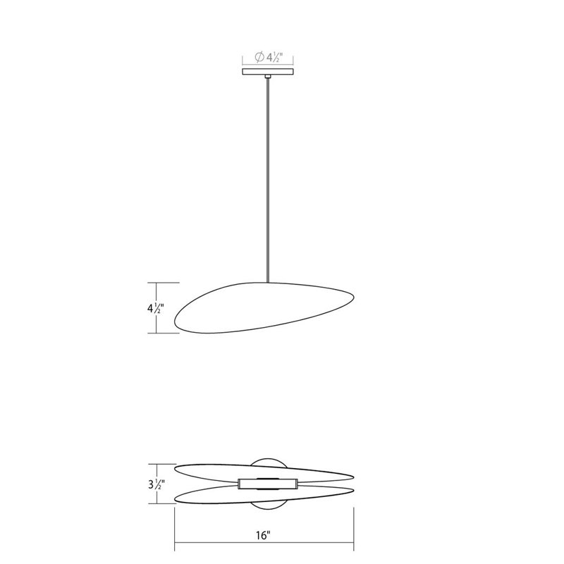Papillons™ 1 - Light LED Pendant, Satin Black, 6.75" H x 12.5" W x 5.25" D
