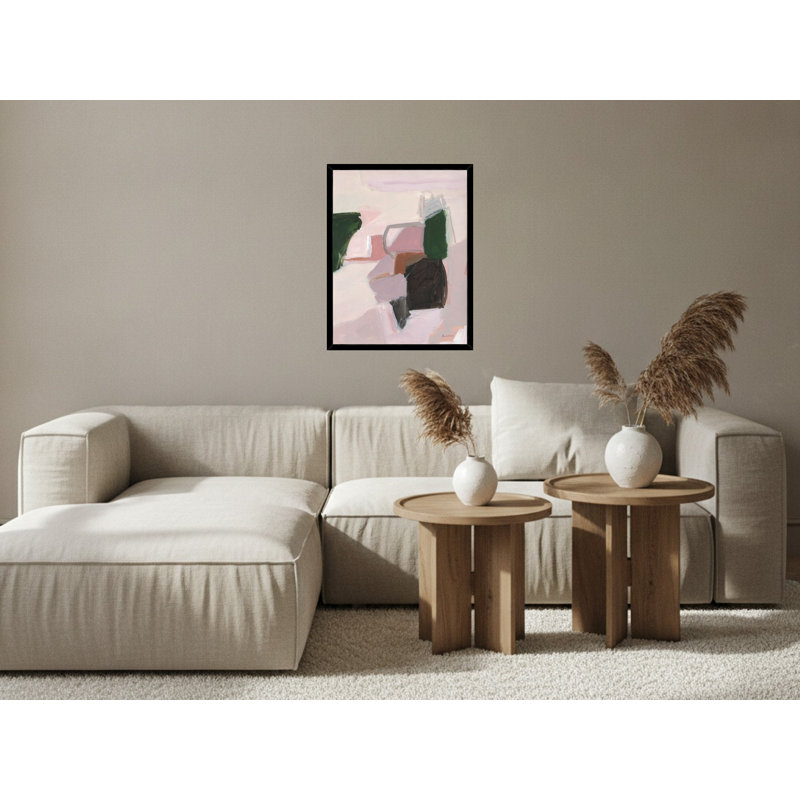 Abstrait moderne dans des tons pastel - Art mural sur toile encadrée, 14" H x 11" W, Black
