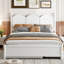 Grand lit plateforme en blanc avec lit gigogne simple TG et tiroirs de rangement - mélange de design moderne et classique avec 2 vêtements larges pour maximiser les options de votre chambre à coucher-173485734