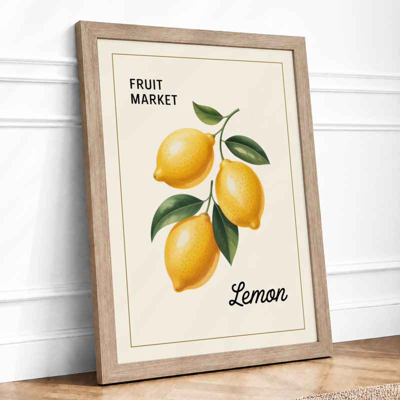 Lemon Market Botanical - Framed Print, A3 - 42.0 x 29.7 cm, Oak