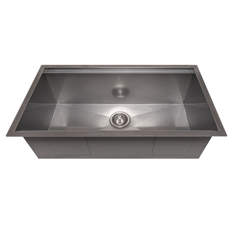 ZLINE 33" Garmisch Undermount Single Bowl Fingerprint Resistant Stainless Steel Kitchen Sink with Bottom Grid and Accessories