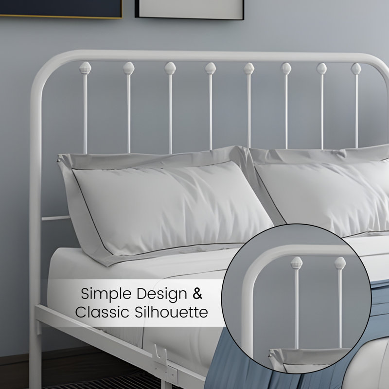 Keyesport Metal Platform Bed, Full/Double, White